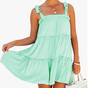 Womens Tie Shoulder Chiffon Sundress